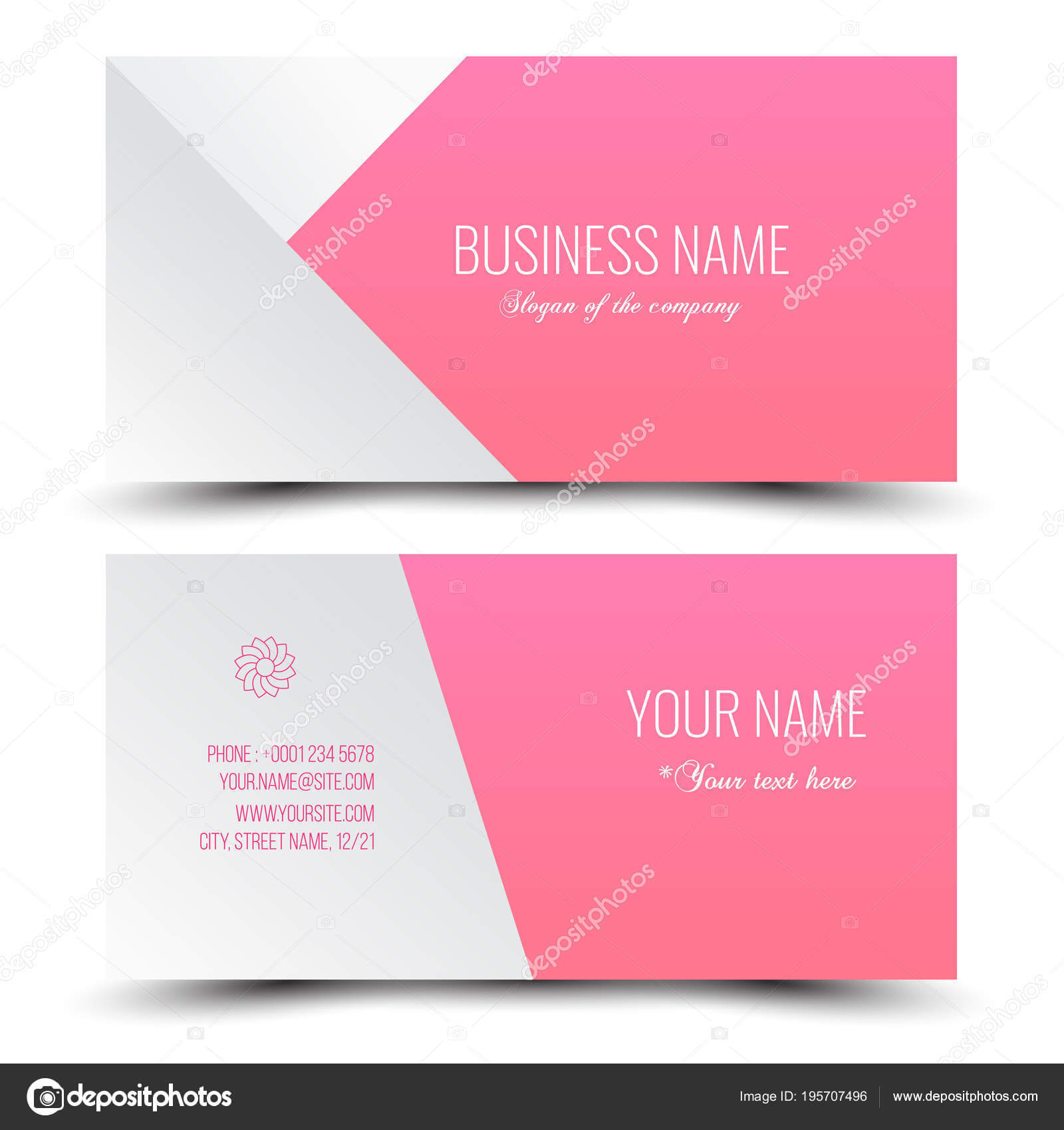 Pink White Modern Creative Business Card Name Card With Regard To Place Card Size Template