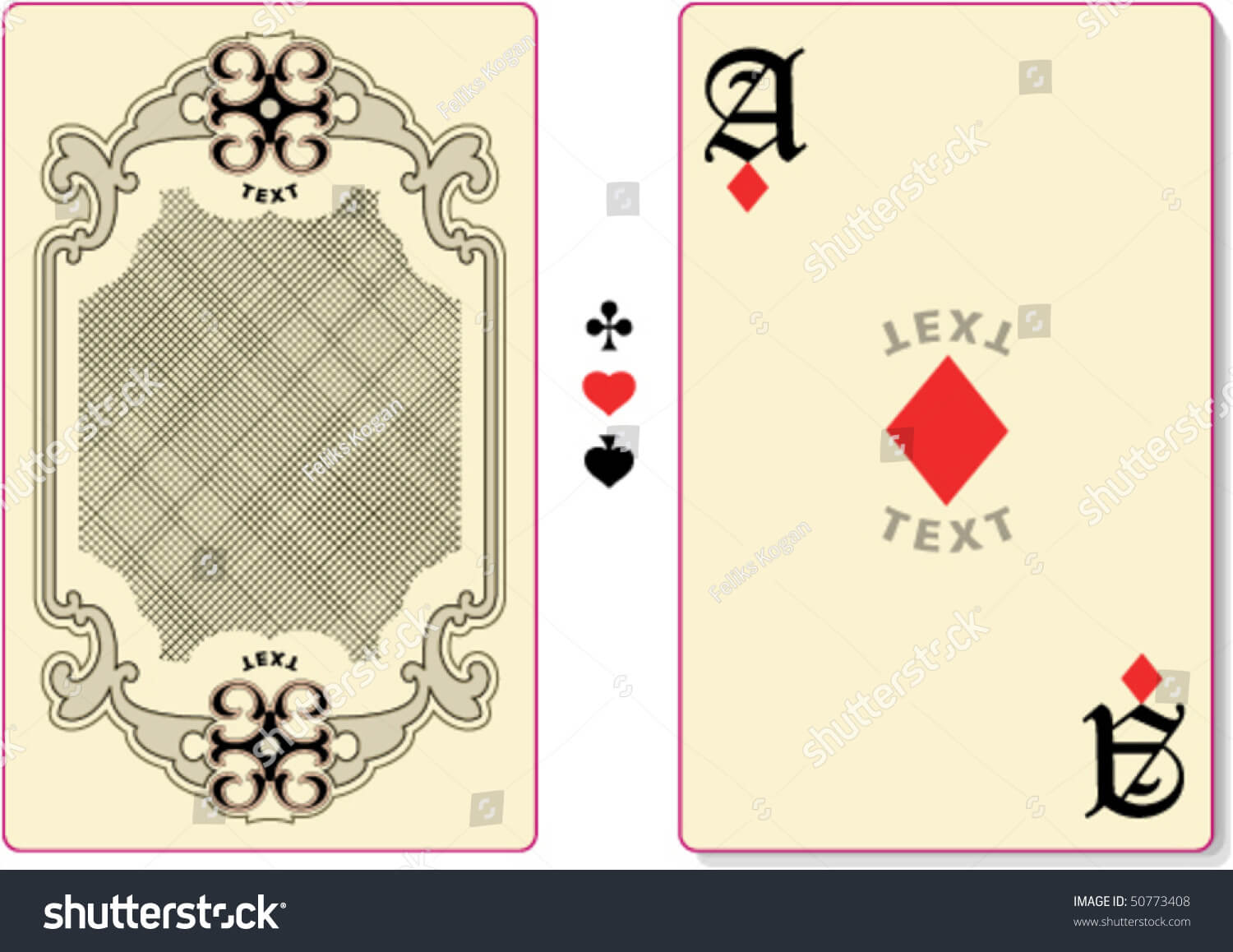 Playing Card Back Template Custom Text Stock Vector (Royalty With Custom Playing Card Template