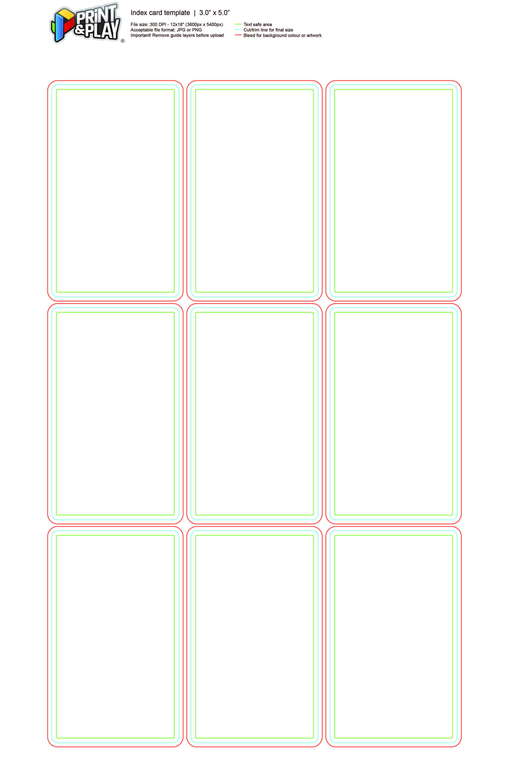 Playing Cards : Formatting & Templates – Print & Play For 3 X 5 Index Card Template