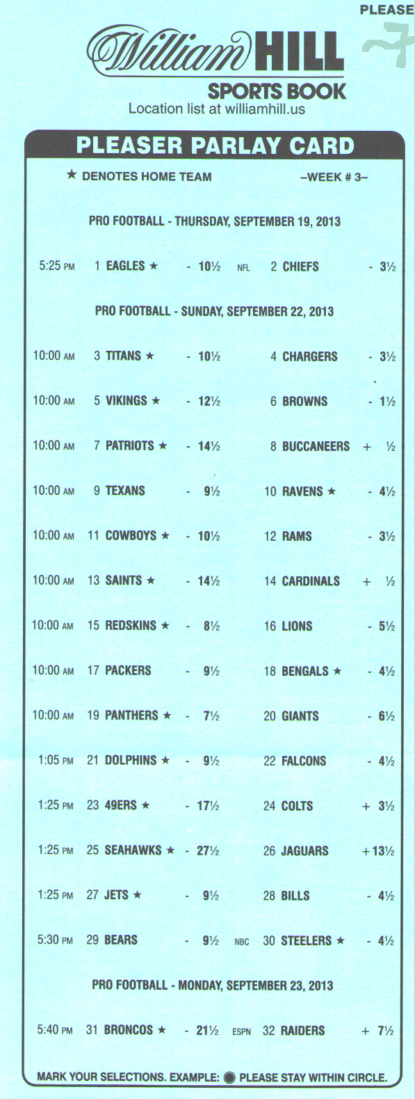 Pleaser Bets In The Nfl Regarding Football Betting Card Template