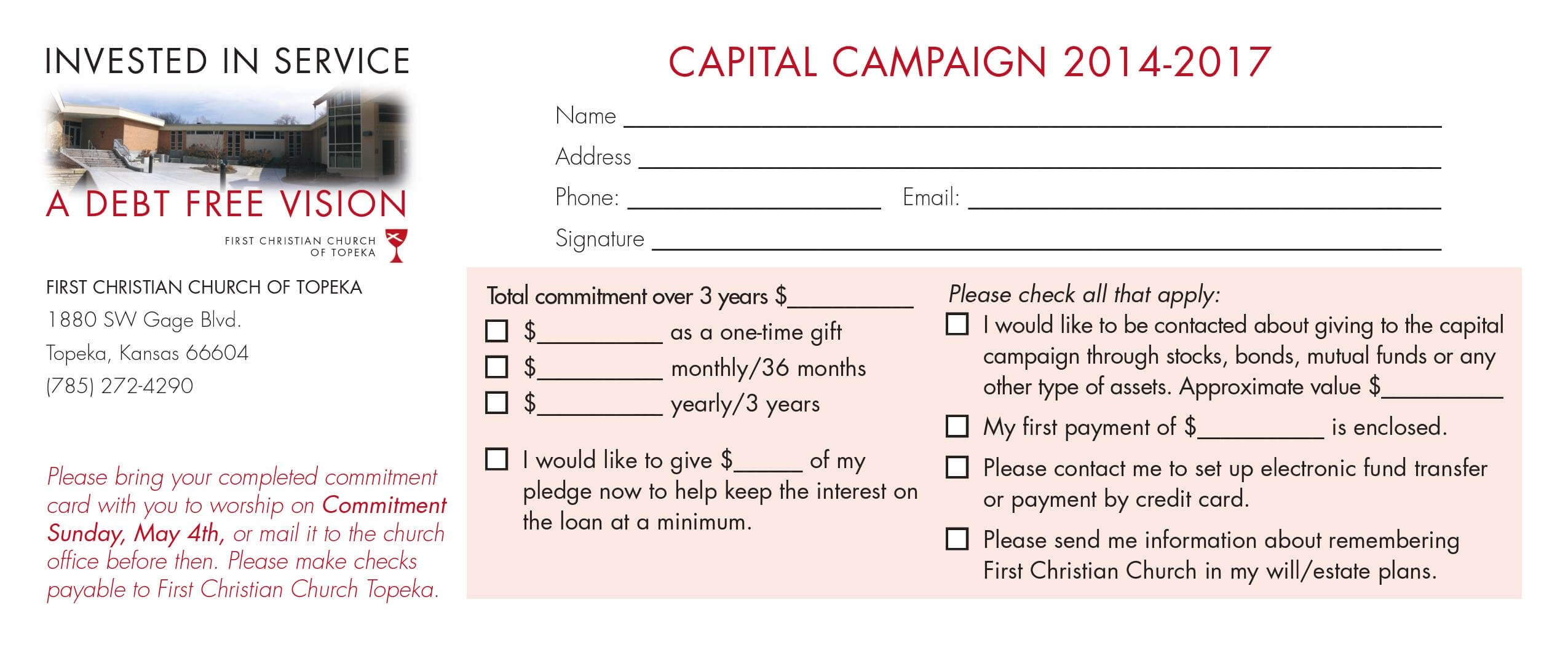 Pledge Card Sample – Yatay.horizonconsulting.co For Building Fund Pledge Card Template