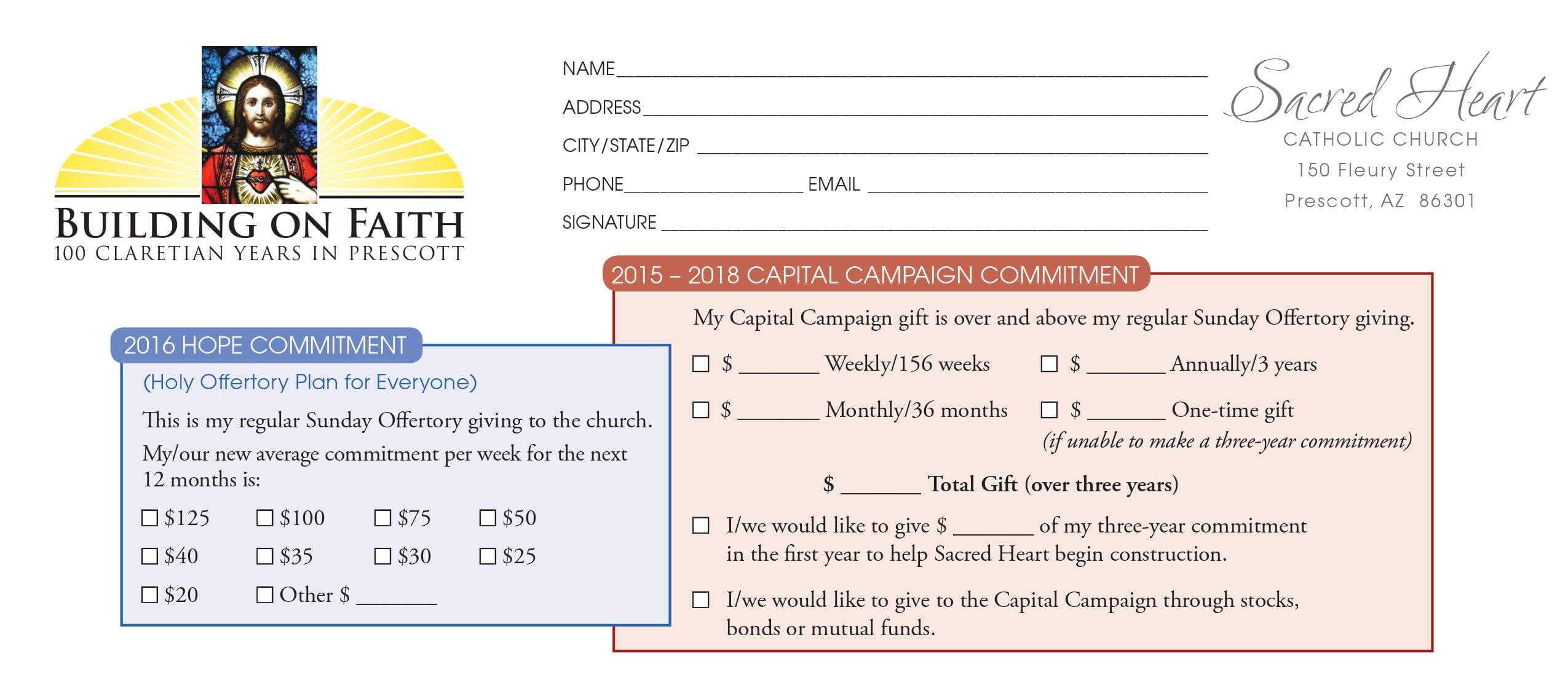 Pledge Card Sample - Yatay.horizonconsulting.co Throughout Building Fund Pledge Card Template