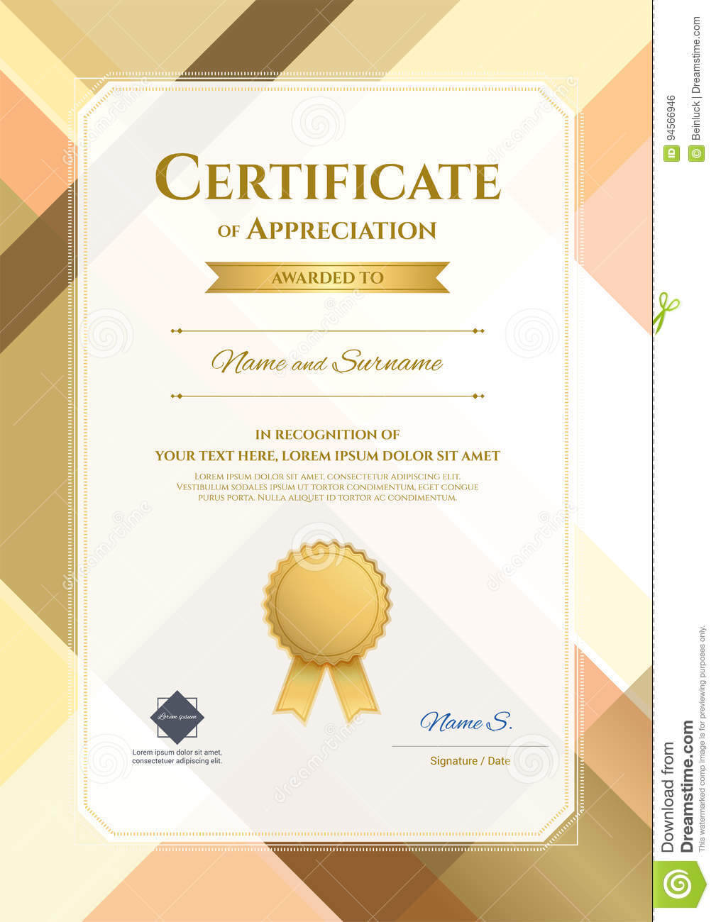 Portrait Modern Certificate Of Appreciation Template With Regarding Walking Certificate Templates