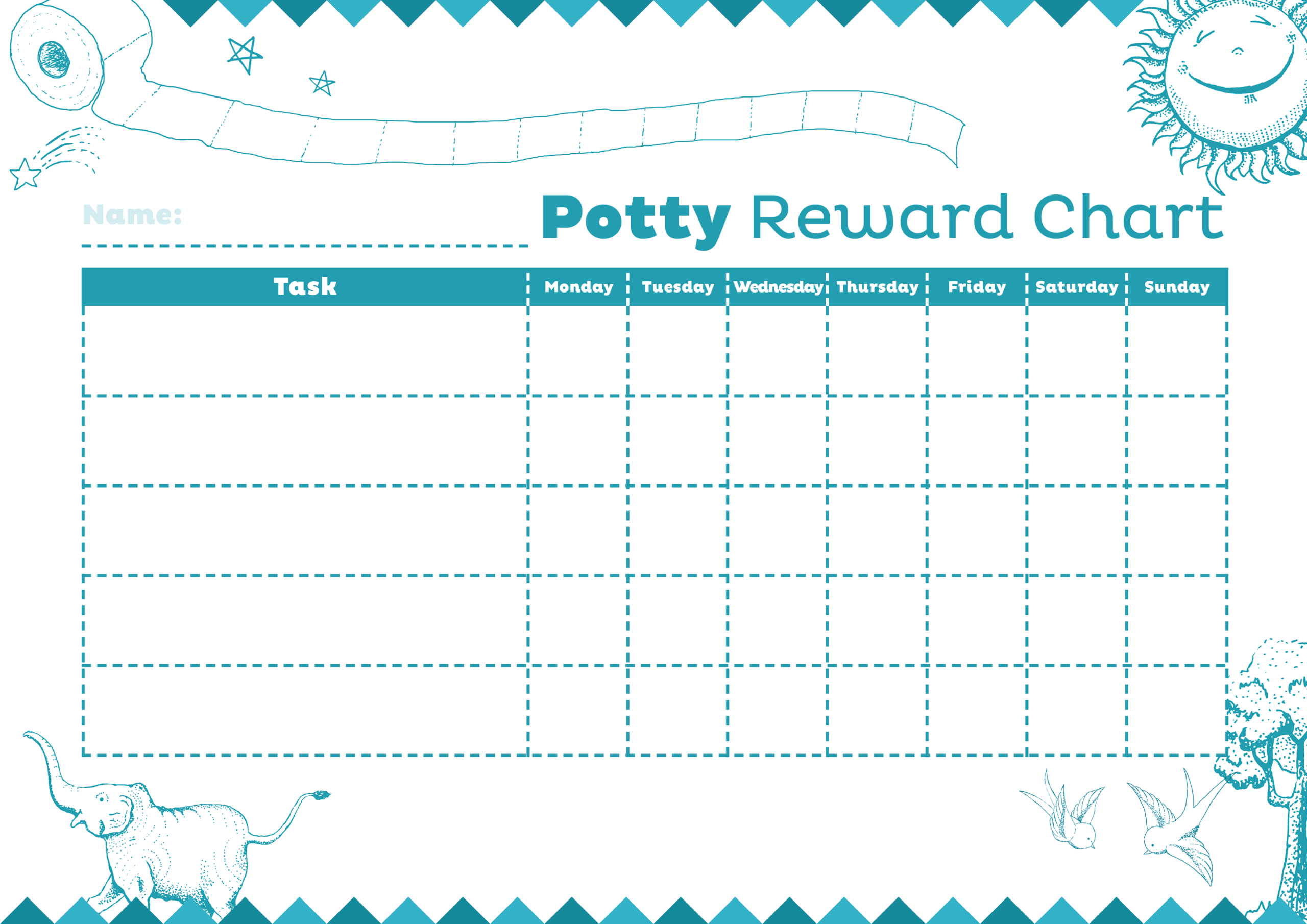 Potty Reward Charts Template | Activity Shelter Throughout Blank Reward Chart Template