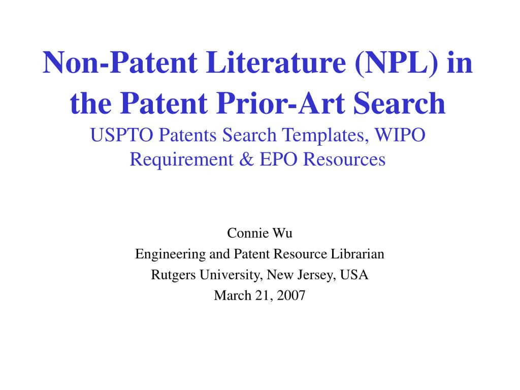 Ppt – Connie Wu Engineering And Patent Resource Librarian Inside Rutgers Powerpoint Template