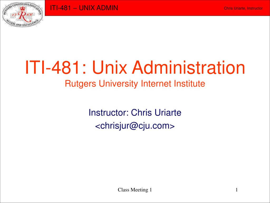 Ppt – Iti 481: Unix Administration Rutgers University For Rutgers Powerpoint Template
