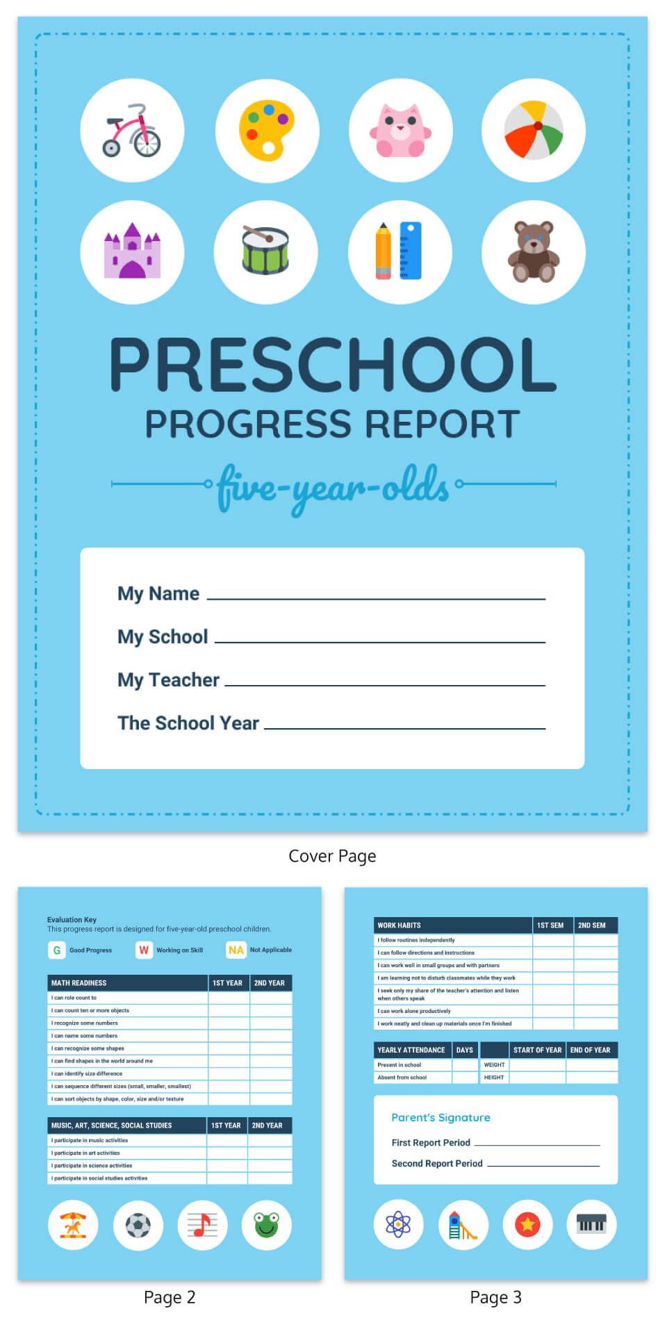 Pre K Progress Report Inside Preschool Progress Report Template