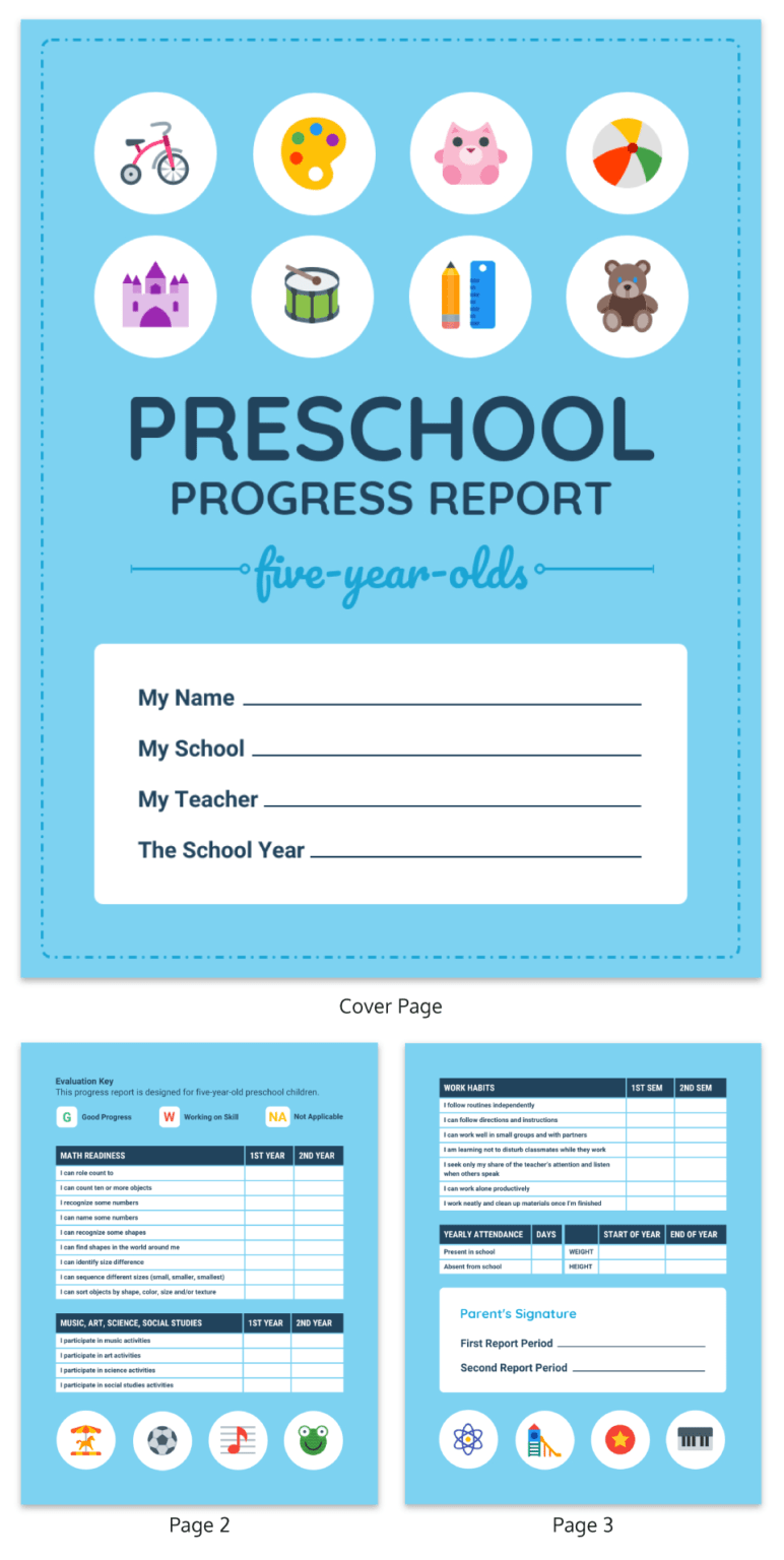 Pre K Progress Report Throughout Preschool Weekly Report Template 