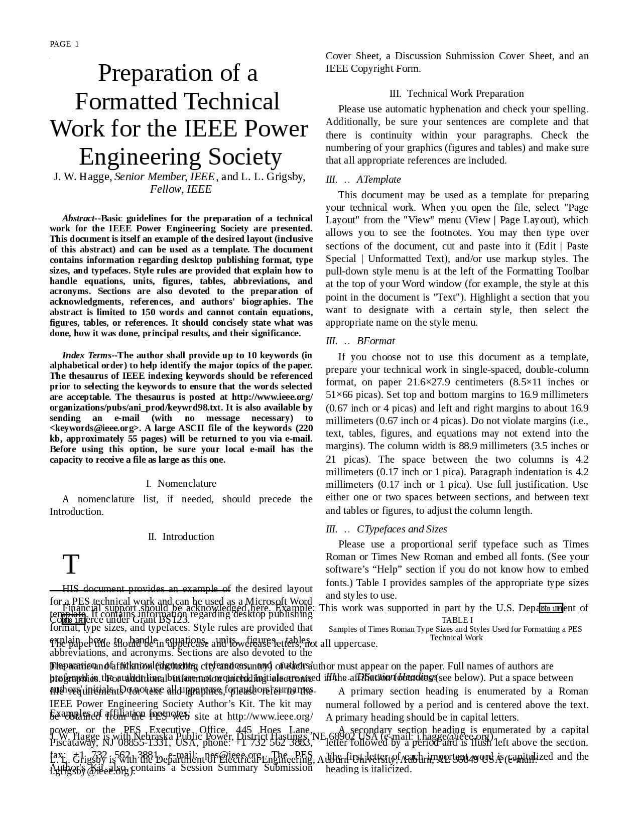 Preparation Of A Formatted Technical Work For The Ieee Power Regarding Ieee Template Word 2007