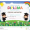 Preschool Kids Diploma Certificate Colorful Background Intended For Children's Certificate Template
