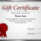 Present Certificate Templates ] – Form Gift Certificate Within Present Certificate Templates