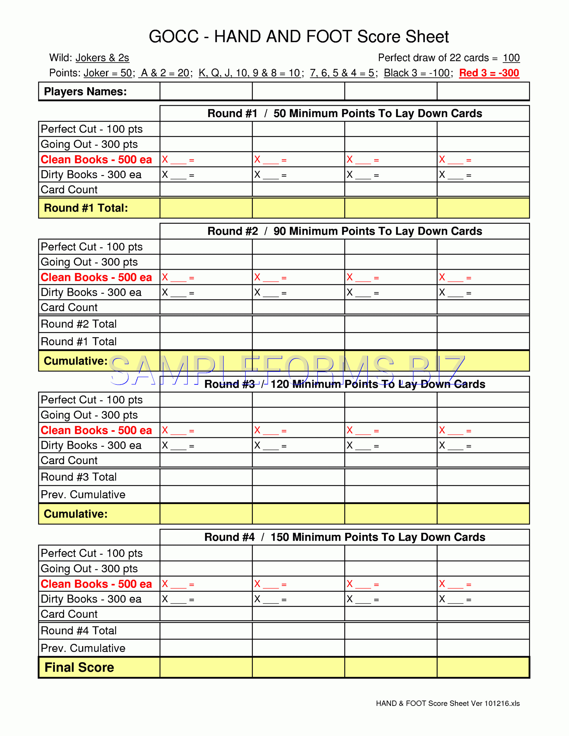 Preview Pdf Hand & Foot Score Sheet 2, 1 Within Bridge Score Card Template