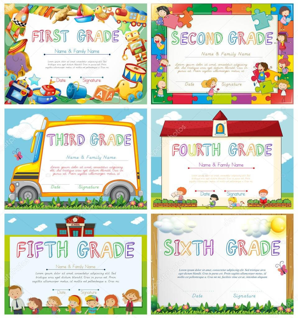 Primary School Certificate Stock Vectors, Royalty Free With Regard To 5Th Grade Graduation Certificate Template
