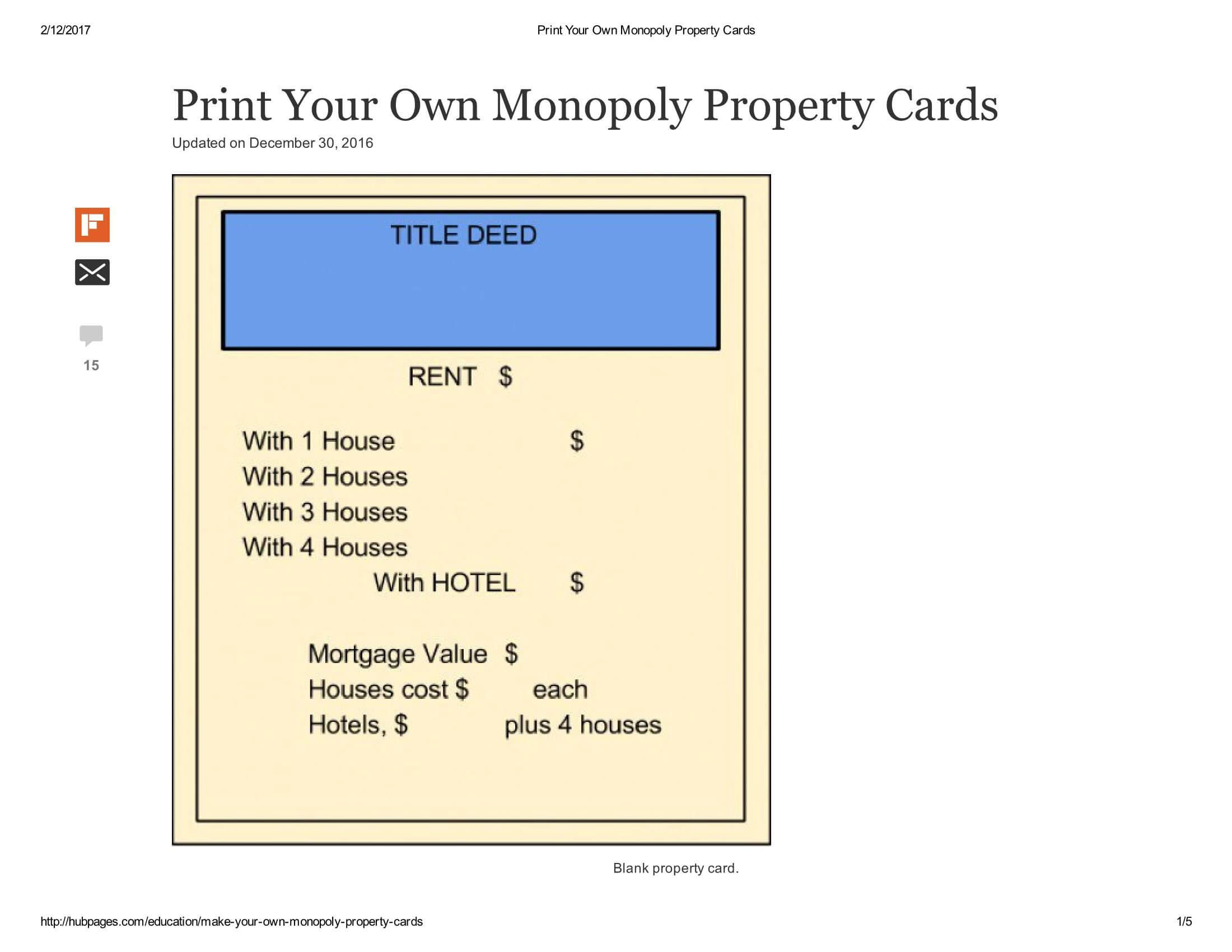 Print Your Own Monopoly Property Cards Document Pages 1 – 5 For Monopoly Property Cards Template