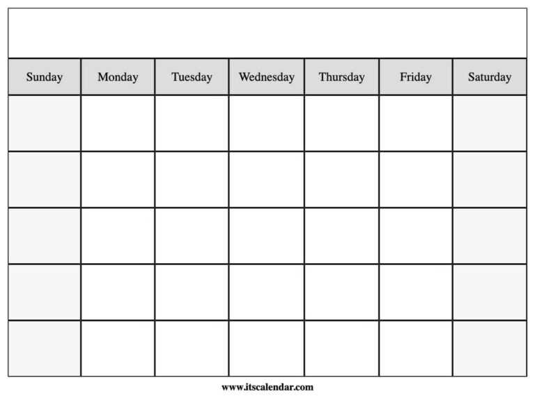 Printable Blank Calendar in Blank Calender Template - Professional Template