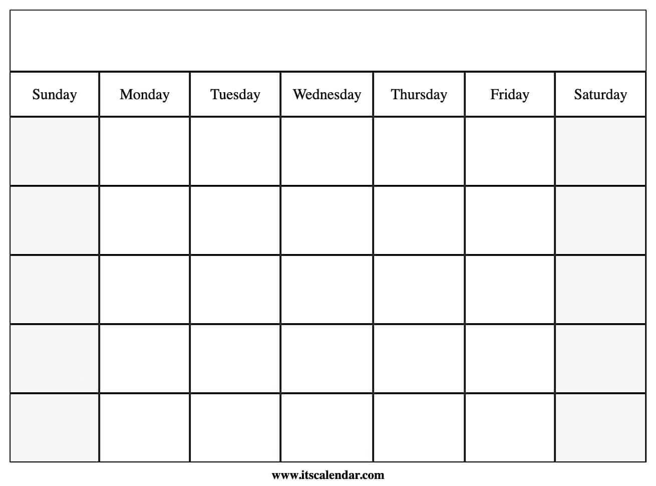 Printable Blank Calendar Throughout Full Page Blank Calendar Template