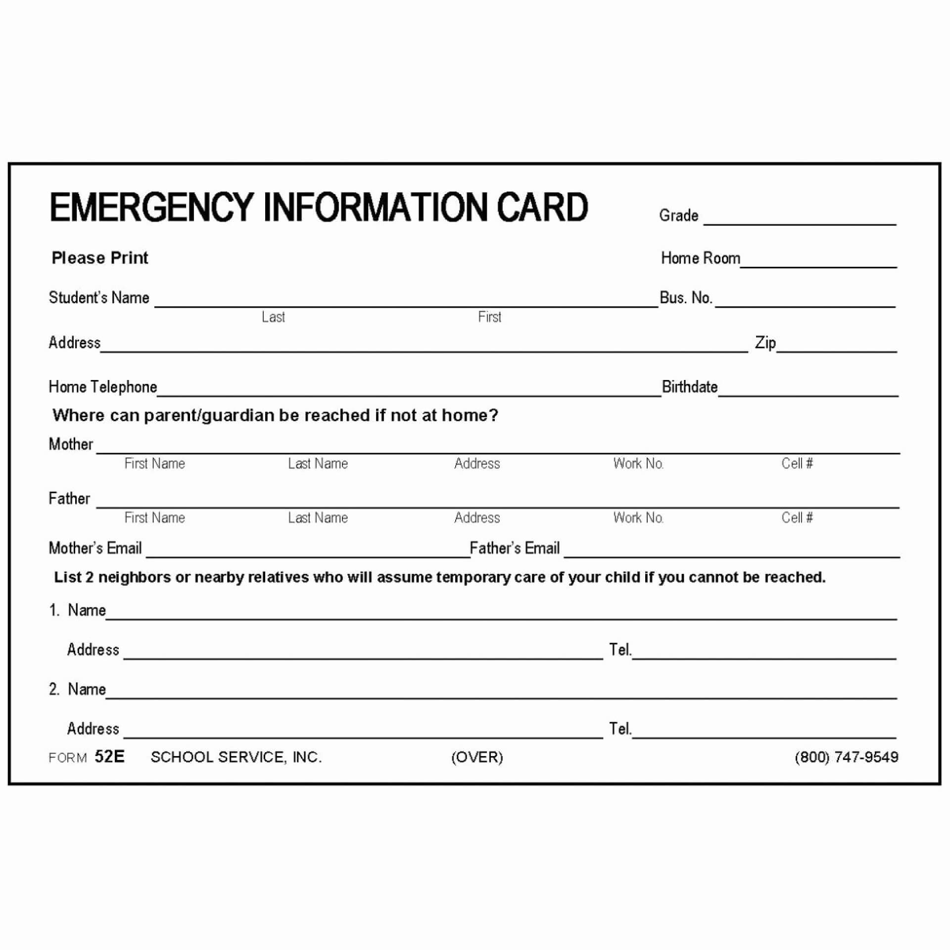 Printable Emergency Contact Cards | Template Business Psd Inside Emergency Contact Card Template
