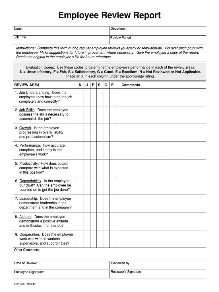 Printable Employee Review Forms – Fill Online, Printable Regarding Blank Evaluation Form Template