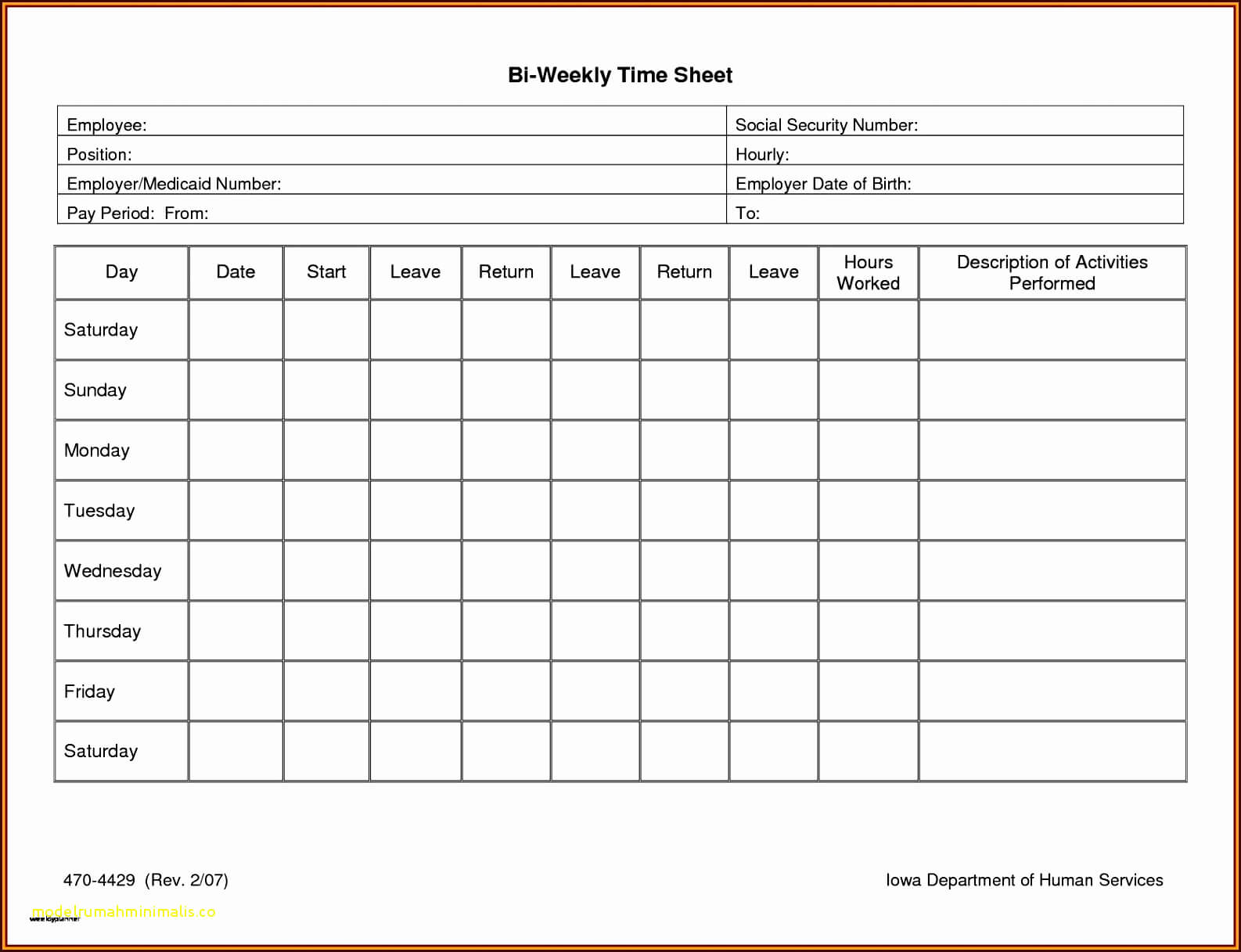 Printable Employee Time Sheet - Zohre.horizonconsulting.co Intended For Weekly Time Card Template Free