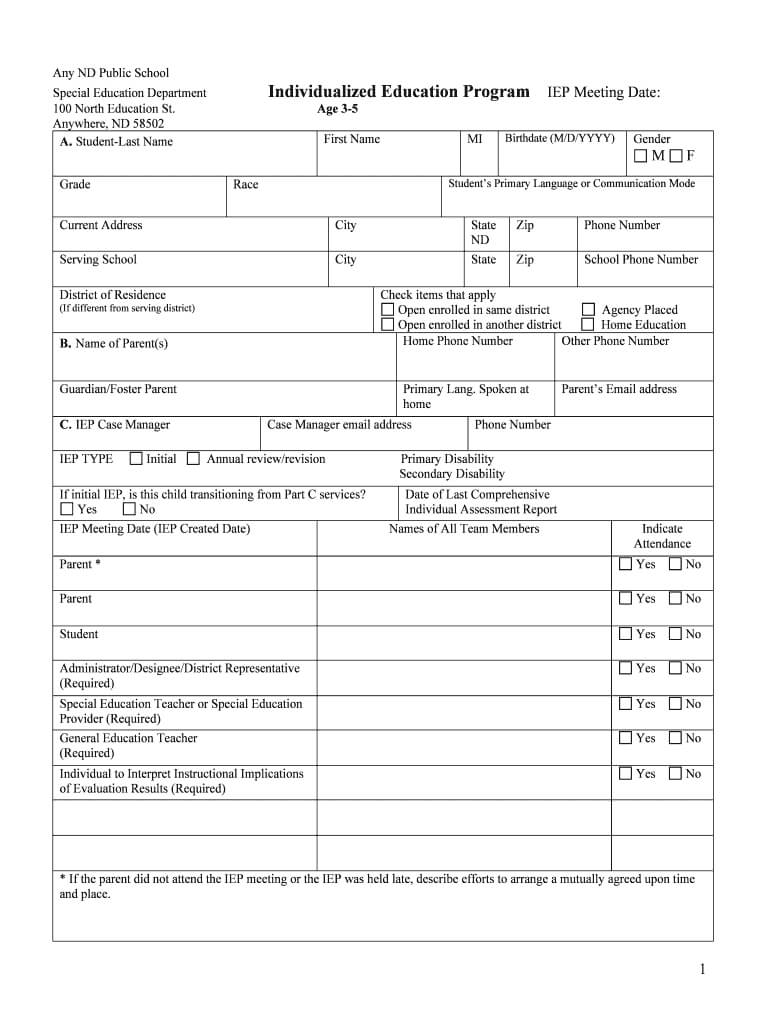 Printable Iep Templates – Fill Online, Printable, Fillable Within Blank Iep Template