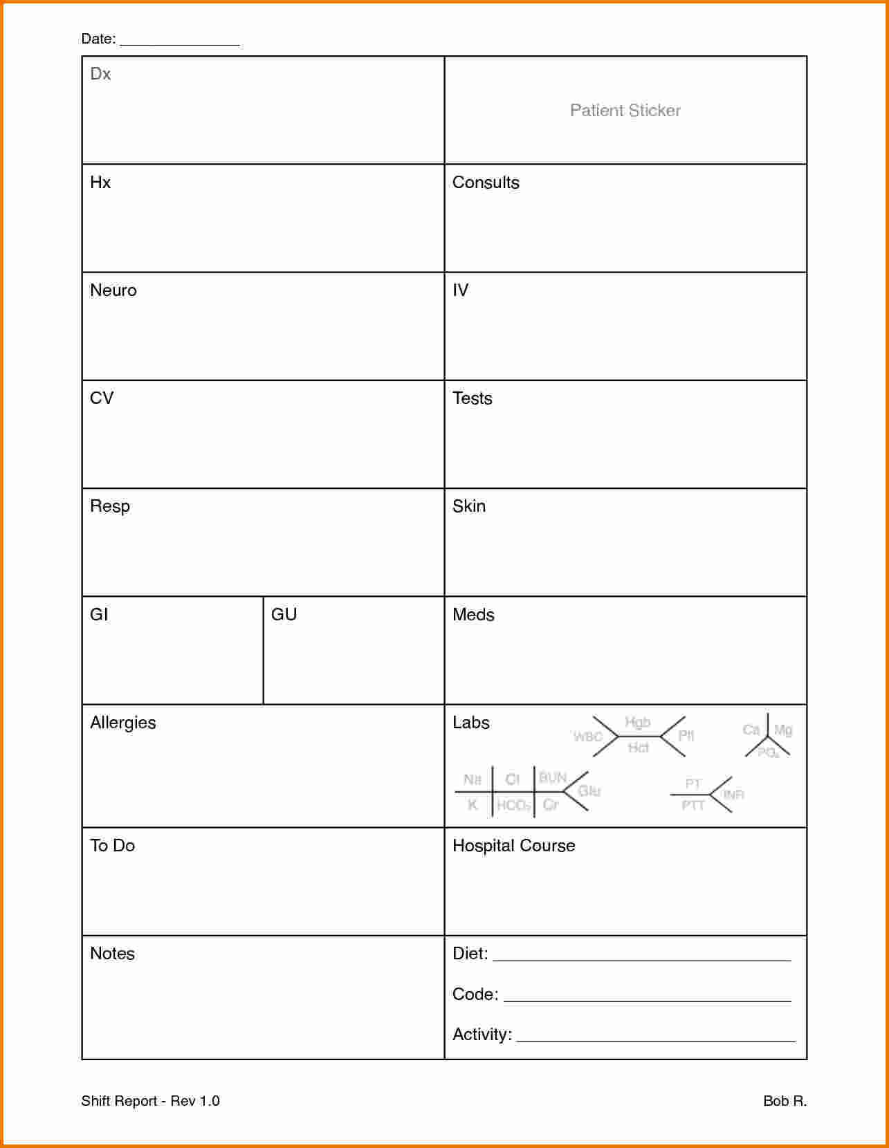 Printable Nurse Report Sheets That Are Critical | Darryl's Blog With Regard To Med Surg Report Sheet Templates