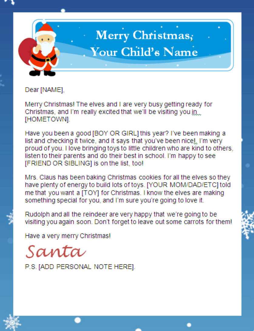 Printable Santa Letters | Pertaining To Santa Letter Template Word