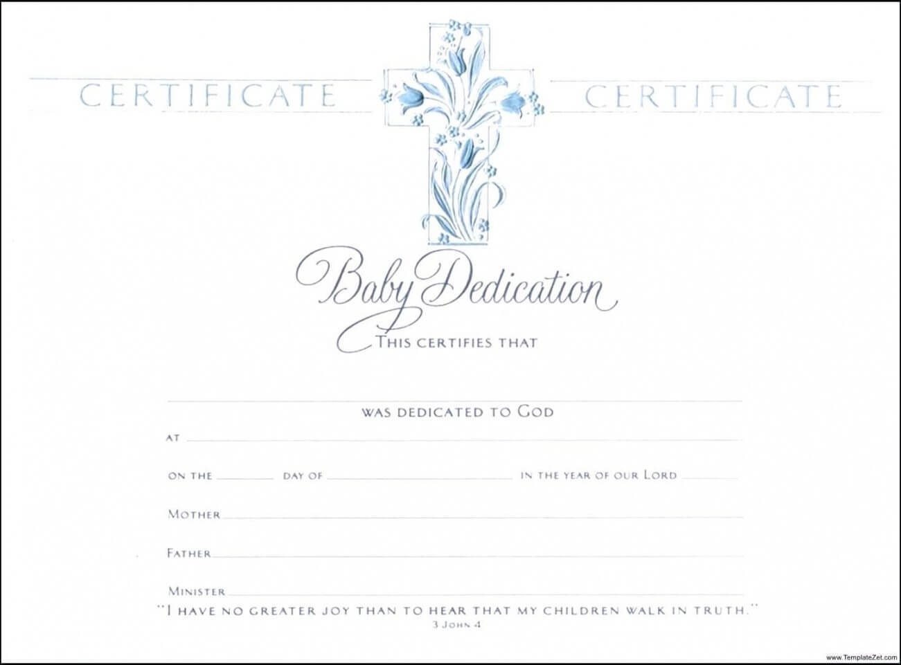 Printable Template Baptismal Certificate Template Baptism For Baby Dedication Certificate Template