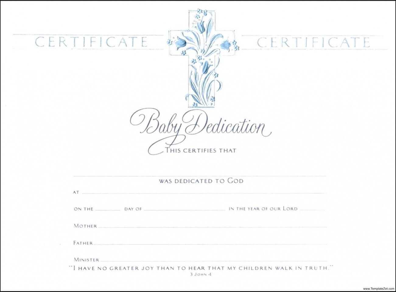 Printable Template Baptismal Certificate Template Baptism For Baby Dedication Certificate Template