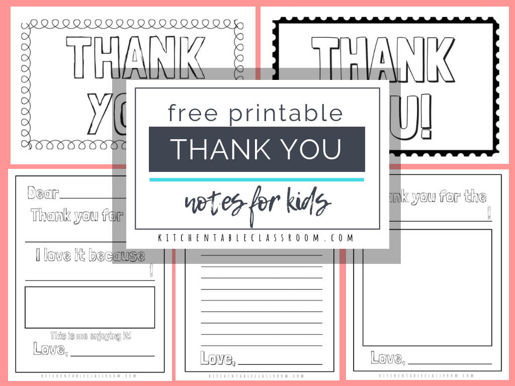 Printable Thank You Cards For Kids – The Kitchen Table Classroom Throughout Free Printable Thank You Card Template