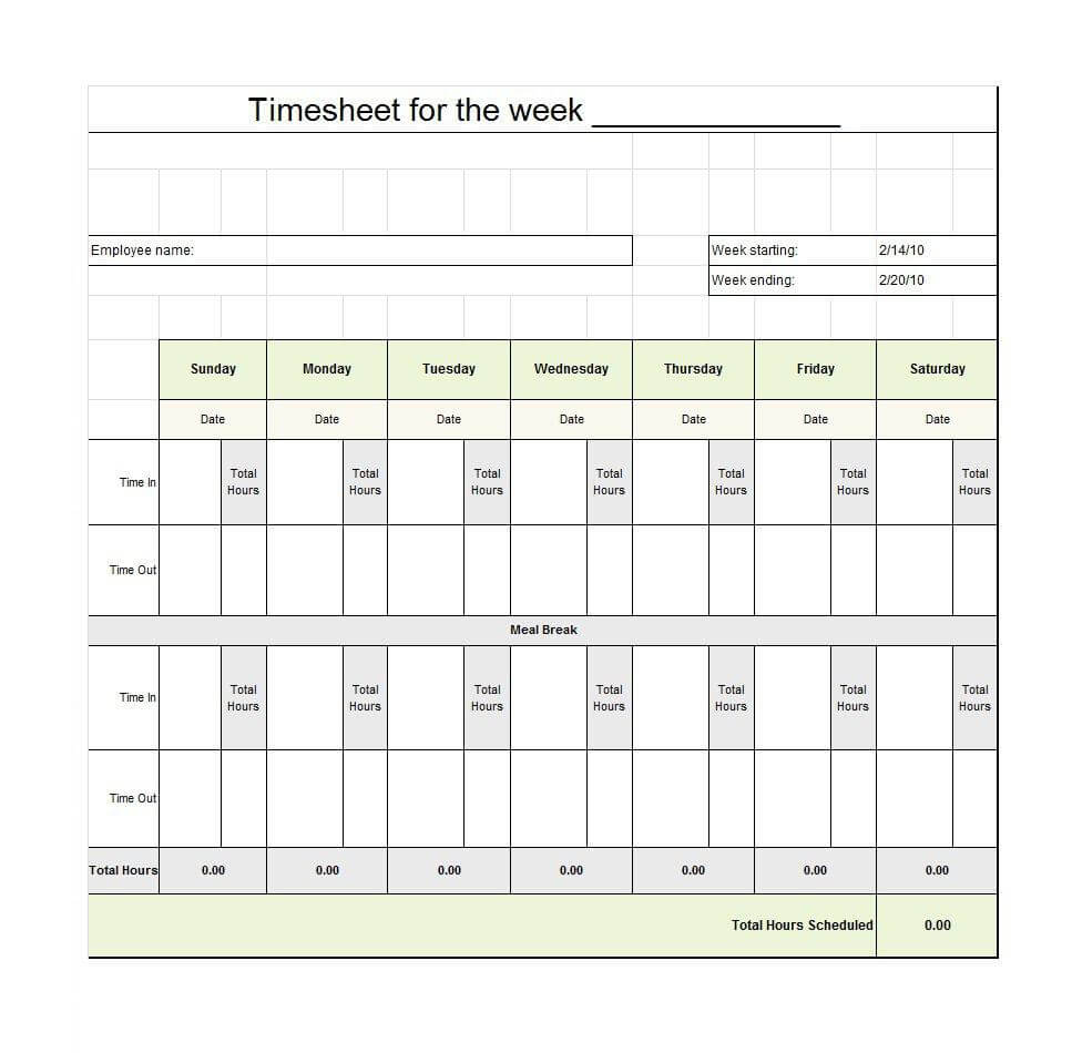 Printable Time Card Template – Zohre.horizonconsulting.co With Regard To Weekly Time Card Template Free