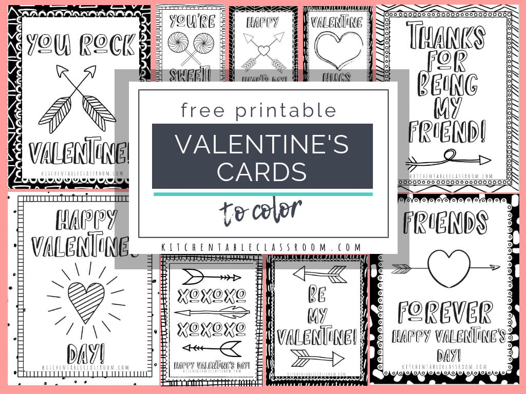 Printable Valentine Cards To Color – The Kitchen Table Classroom For Valentine Card Template For Kids