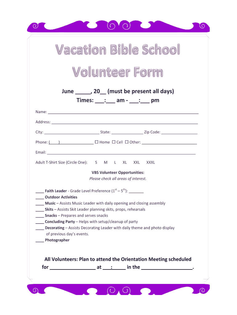 Printable Vbs Registration Form Template – Fill Online With Vbs Certificate Template