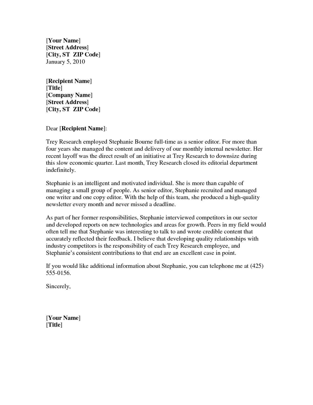 Professional Reference Letter Template Word – Business Form For Business Reference Template Word