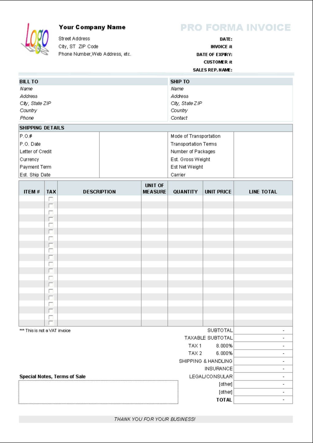 Proforma Invoice Download – Zohre.horizonconsulting.co For Free Proforma Invoice Template Word