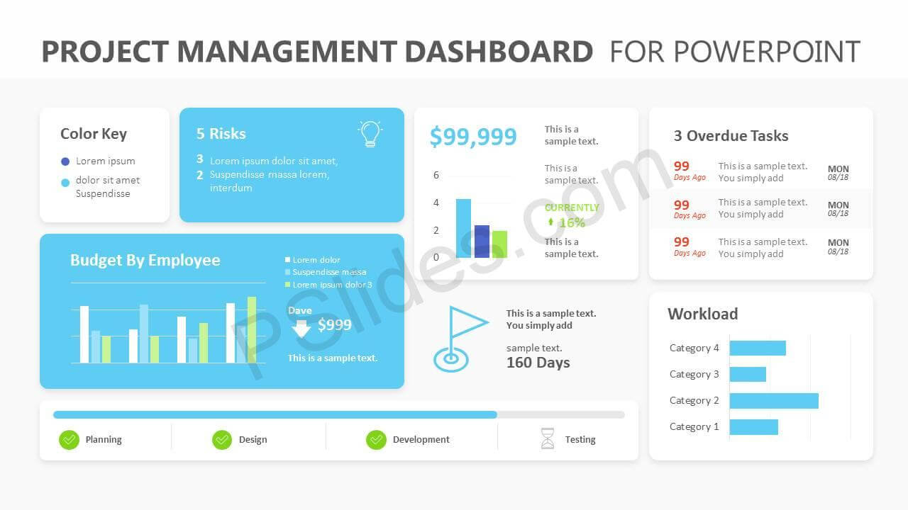 Project Management Dashboard Powerpoint Template – Pslides Within Project Dashboard Template Powerpoint Free