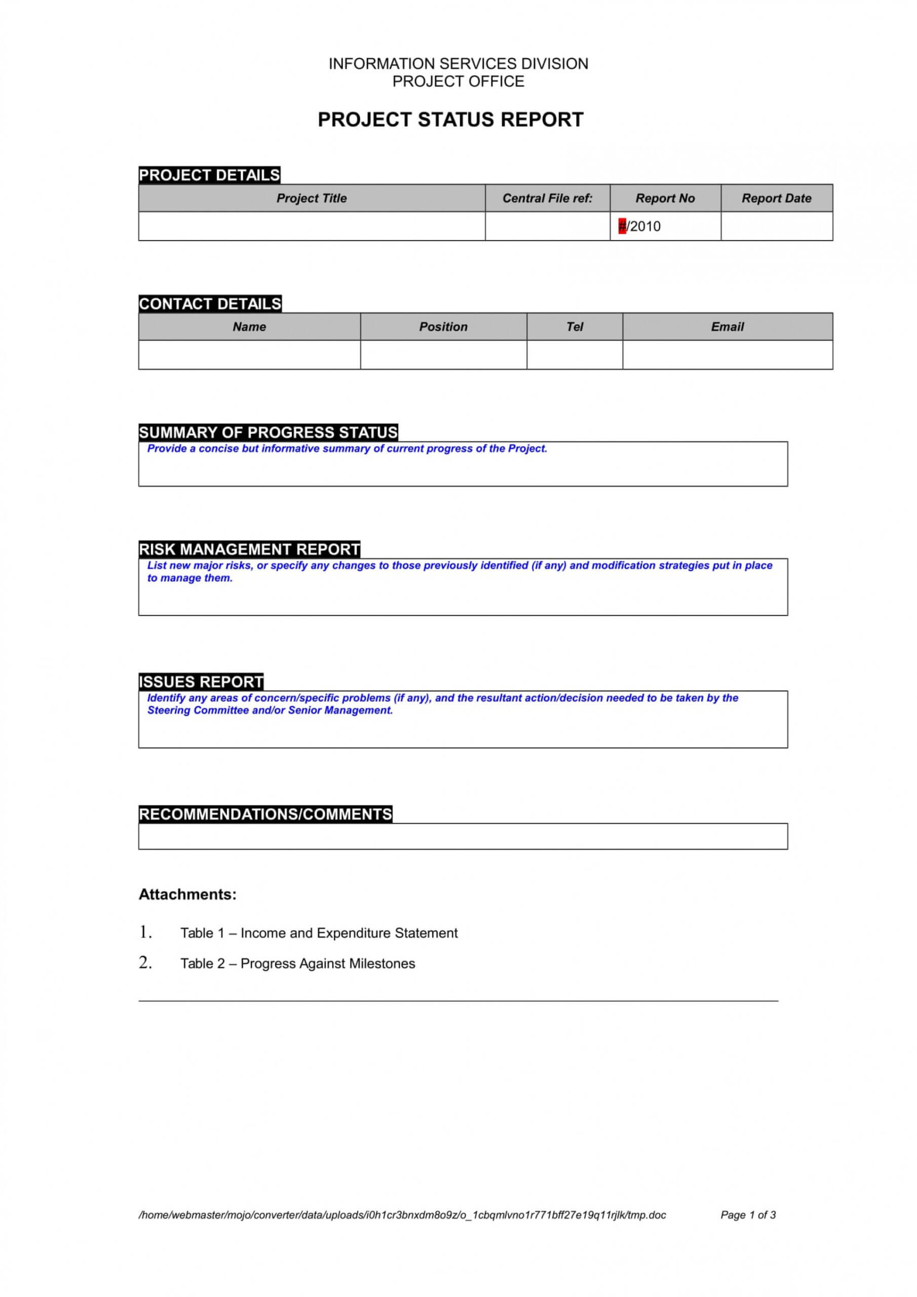 Project Status Report Template Word 2010 – Zohre Intended For Project Status Report Template Word 2010