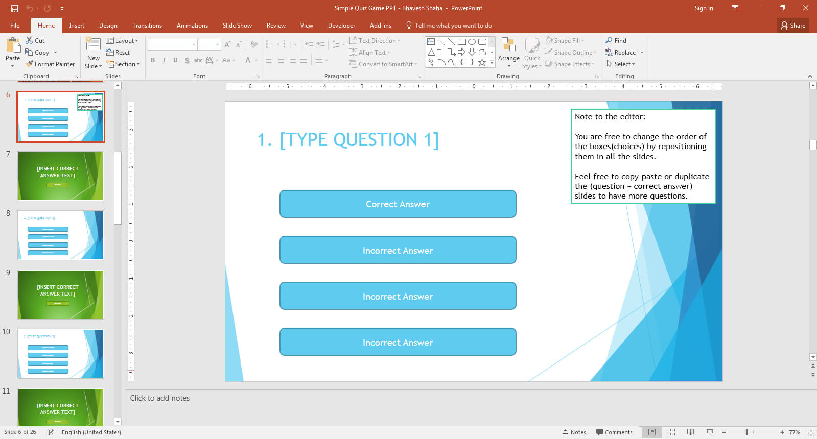 Question 1 Slide – Quiz Game For Ppt | Bhavesh Shaha Regarding Powerpoint Quiz Template Free Download