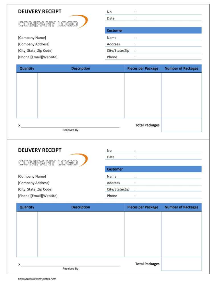 Proof Of Delivery Template Word Professional Template