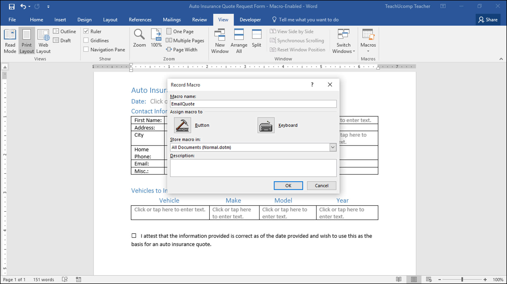 Record A Macro In Word - Instructions And Video Lesson Inside Word Macro Enabled Template