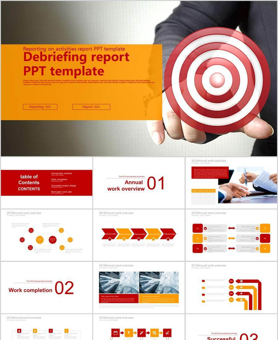 Red And Orange Arrow Target Debriefing Report Work Plan Ppt With Regard To Debriefing Report Template