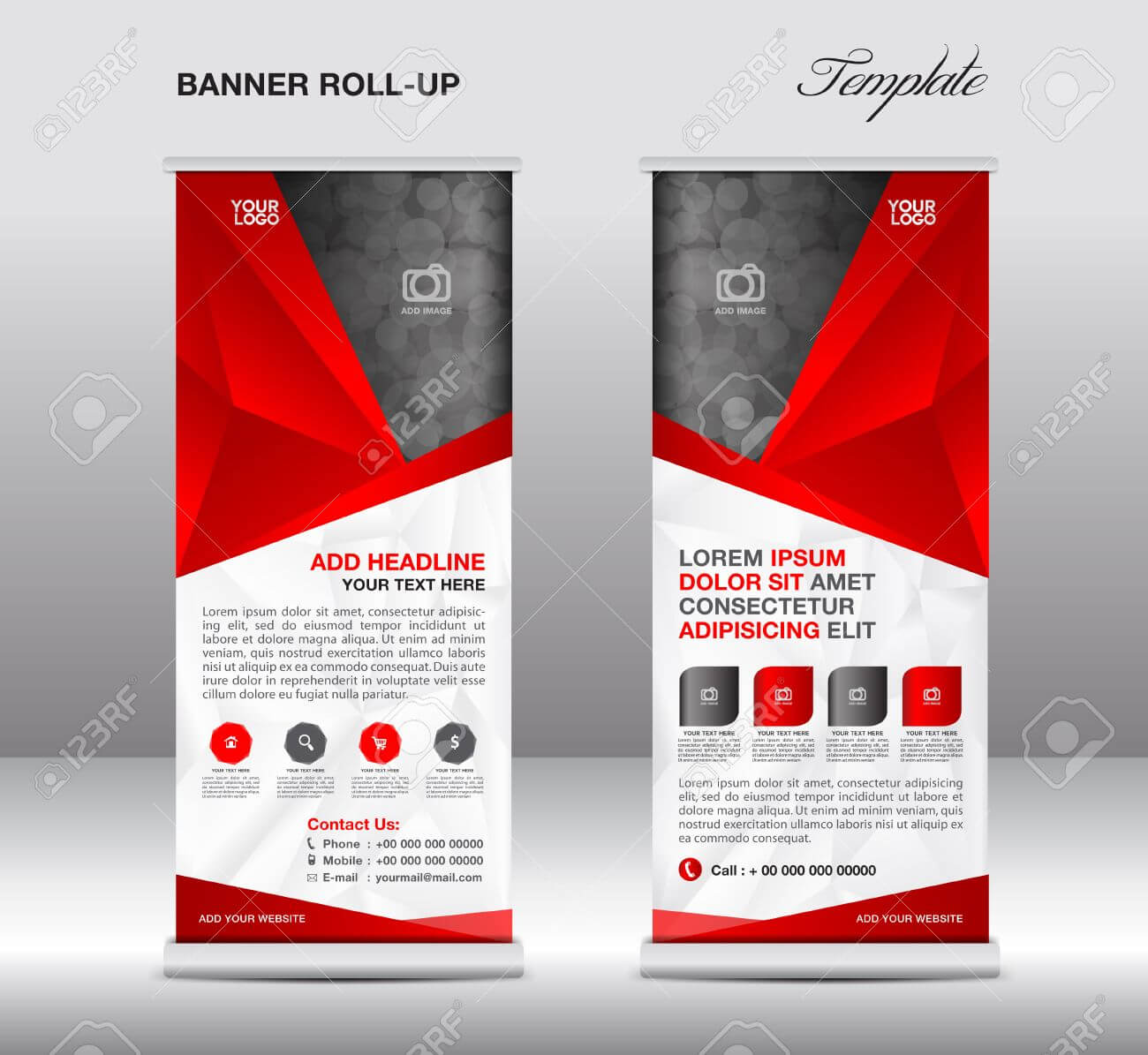 Red Roll Up Banner Stand Template, Stand Design,banner Template,.. For Pop Up Banner Design Template
