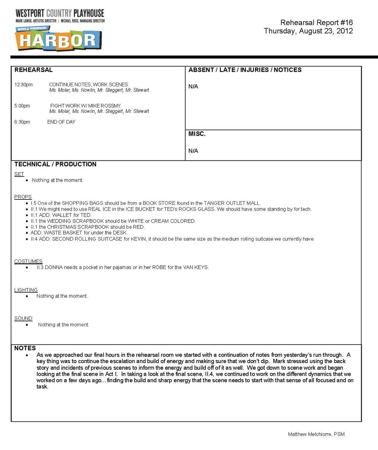 Rehearsal Report Template ] – Drama Report Theatre Templates Pertaining To Rehearsal Report Template