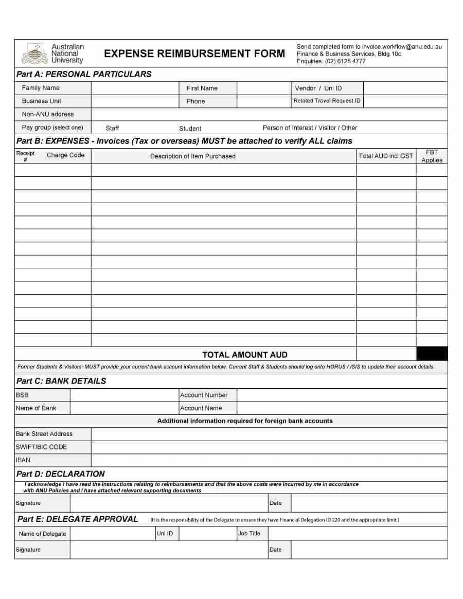 Reimbursement Form Templates – Bolan.horizonconsulting.co Pertaining To Reimbursement Form Template Word