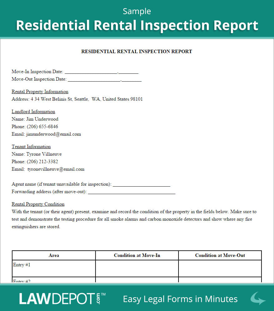 Rental Inspection Report | Property Inspection Checklist Intended For Pre Purchase Building Inspection Report Template