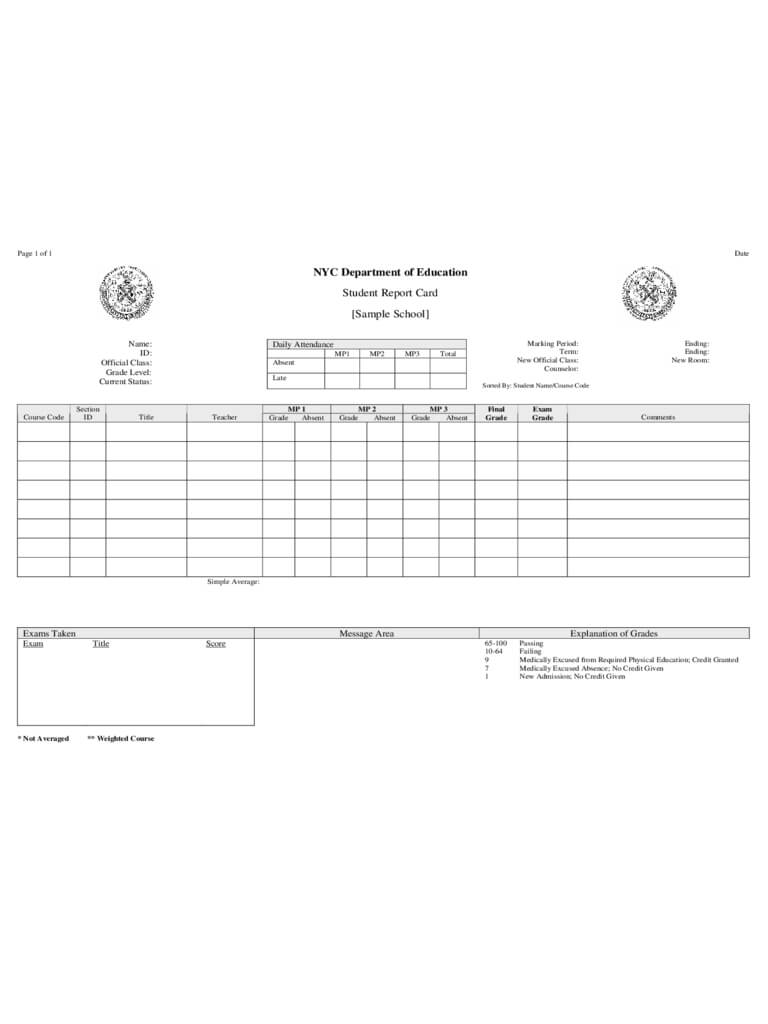 Report Card Template – 3 Free Templates In Pdf, Word, Excel In Character Report Card Template