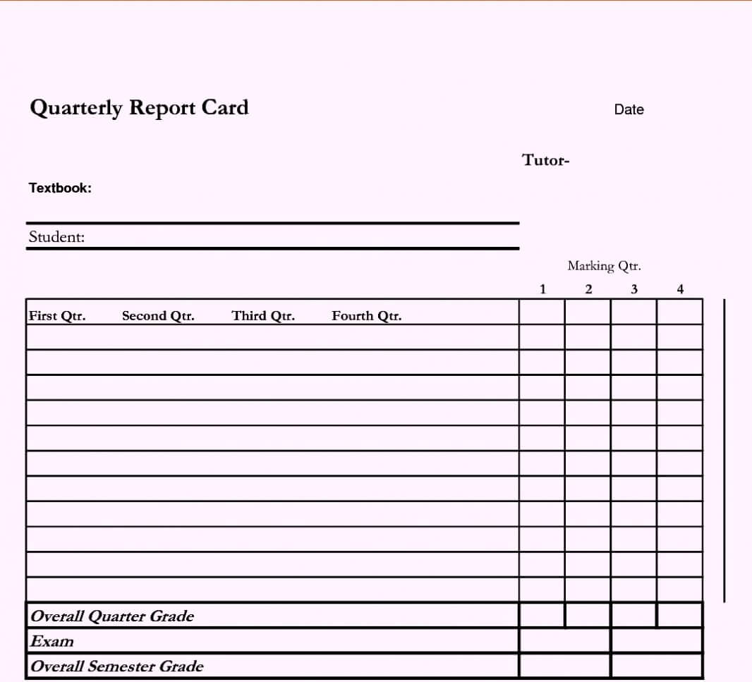 Report Card Template Editable Kindergarten Blank Homeschool With Homeschool Report Card Template