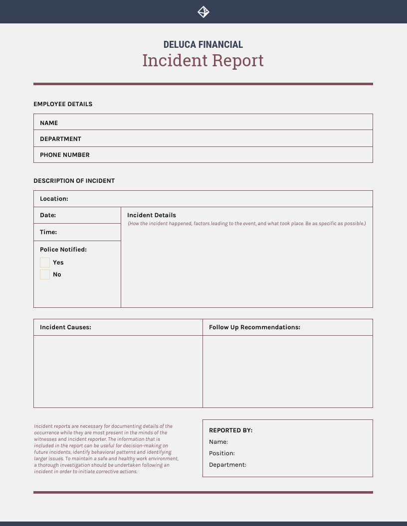 Report Examples Behaviour Ncident Template Non Njury Form Regarding Behaviour Report Template