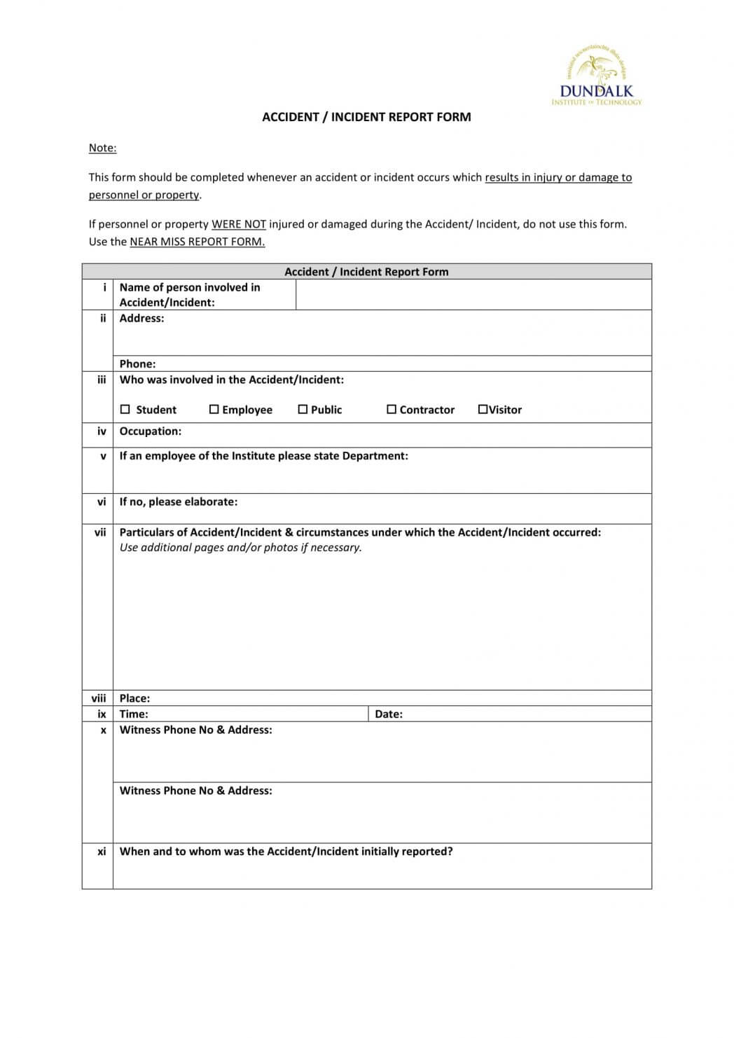 Report Examples Employee Incident E Images1 Form Template Inside Incident Report Form Template Doc