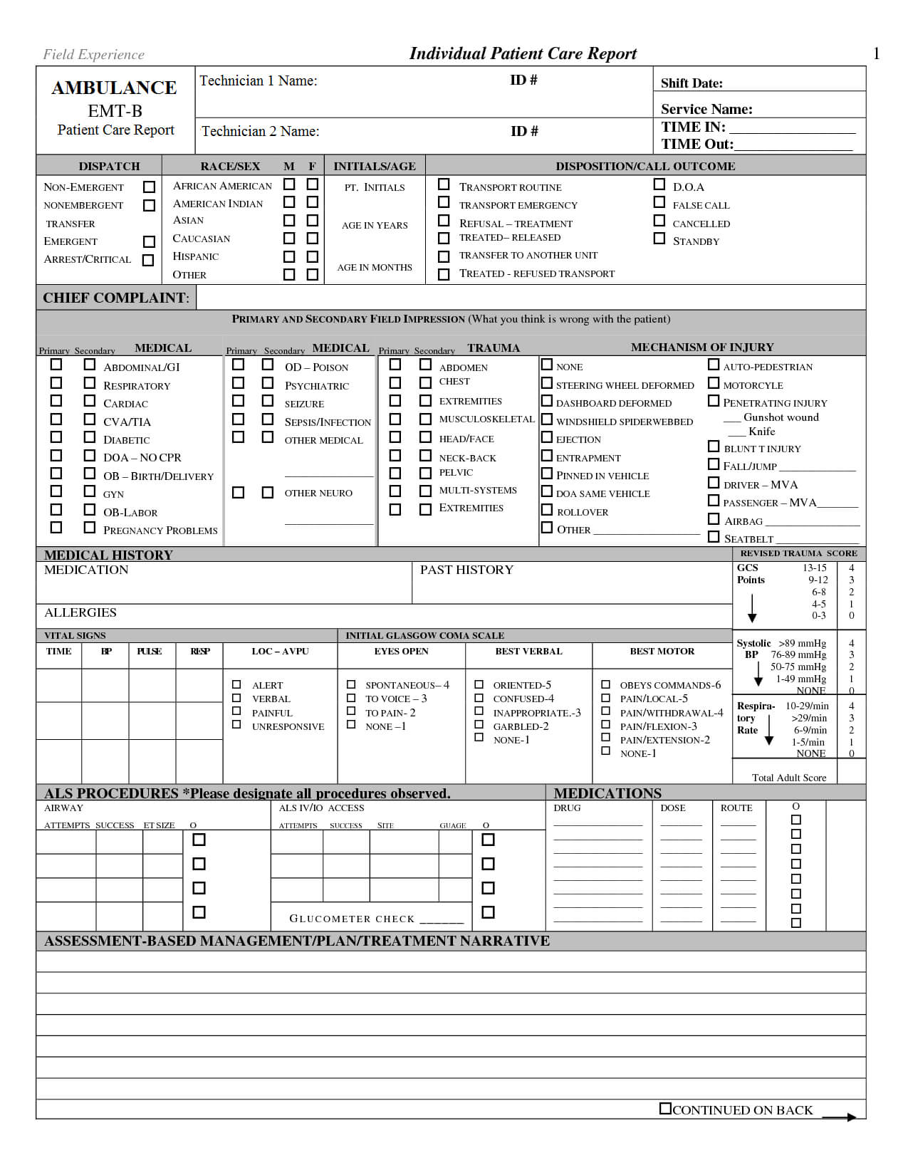 Report Examples Emt Patient E 500248 Prehospital Template With Patient Care Report Template