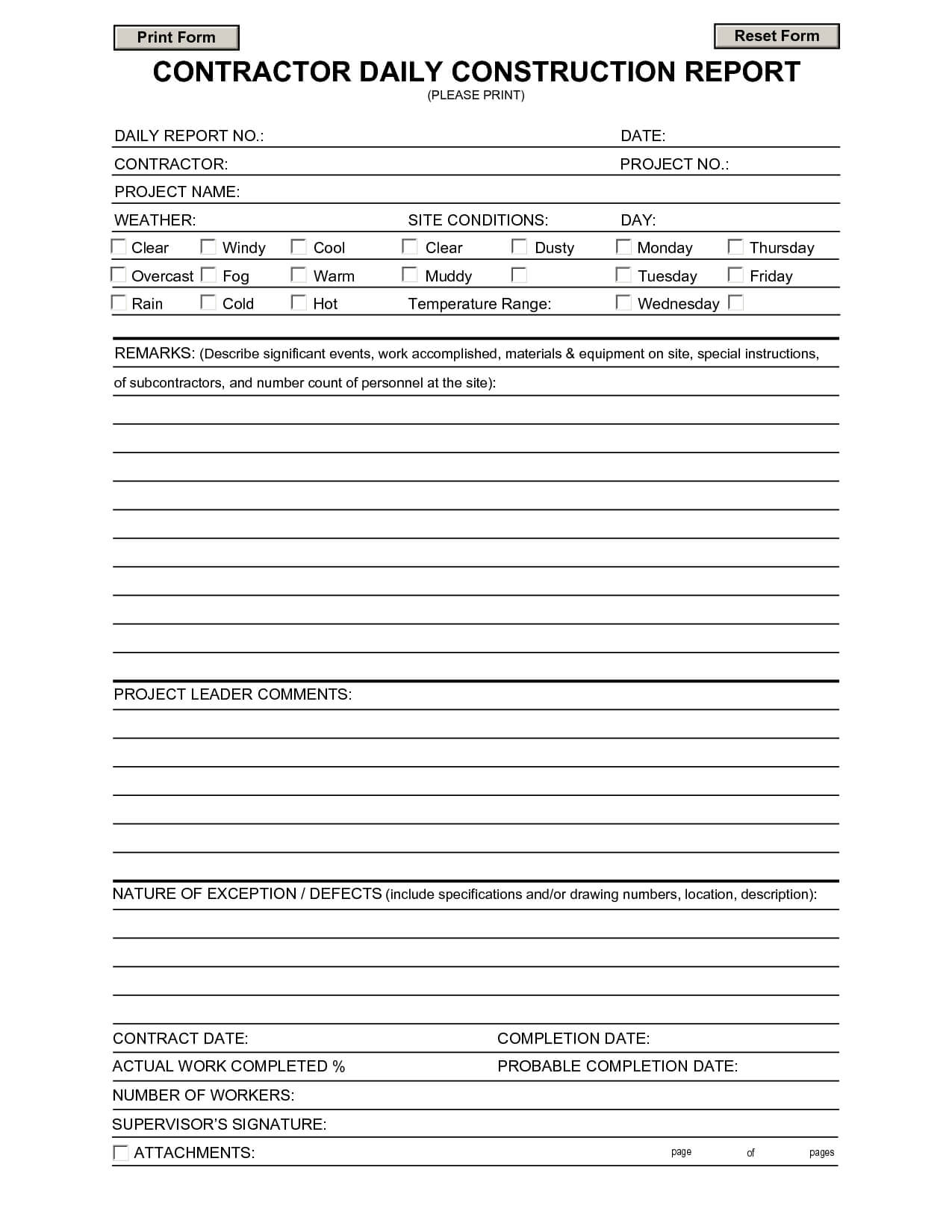 Report Examples Tion Daily Template Excel Format In Within Construction Daily Report Template Free